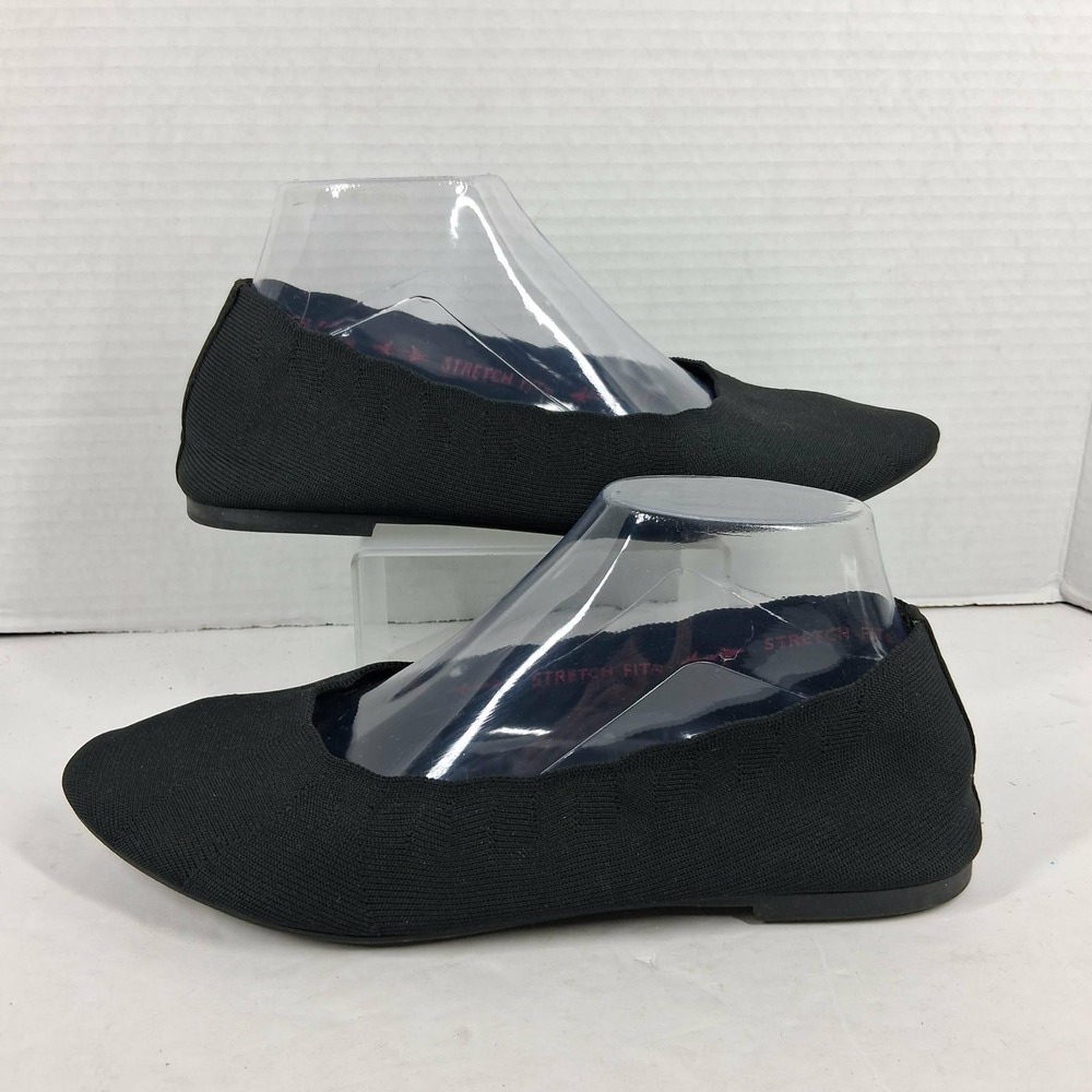 Skechers Stretch Fit Black Ballet Flats Wideβ Fit Memory Foam 48885W Womens 8.5W